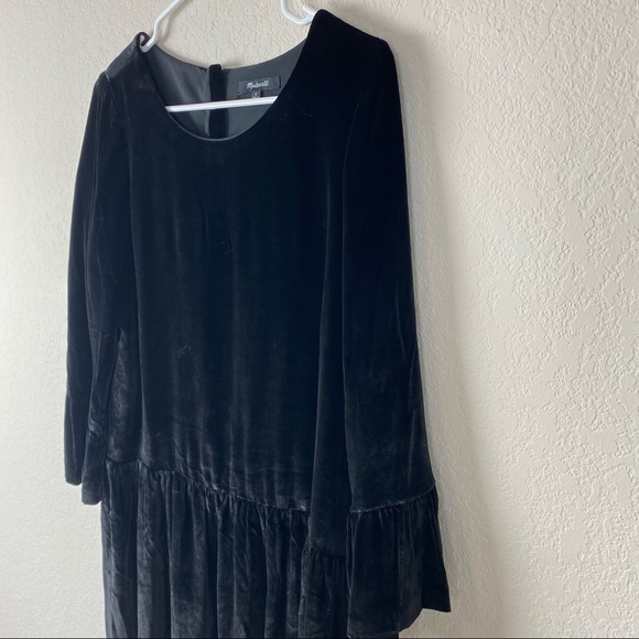 Madewell black velvet drop waist bell dress P - Picture 6 of 11